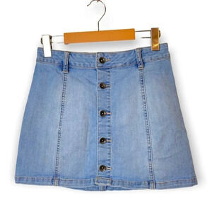 Vans Blue Denim Front Button Mini  Skirt